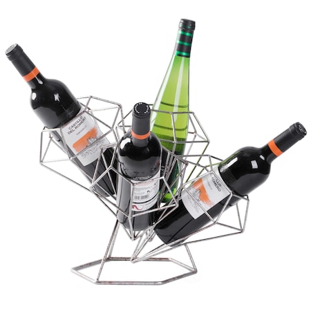 Vintiquewise Vintage Decorative Metal Diamond Shaped Tabletop Countertop Wine 4 Bottle Holder QI003564